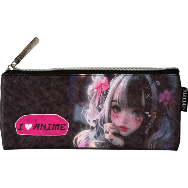 Пенал "deVENTE. I Love Anime" 21,5x9x1 см, плоский для 35 предметов, на молнии, искусственная кожа с антивандальной фактурой, с подкладом 7024525