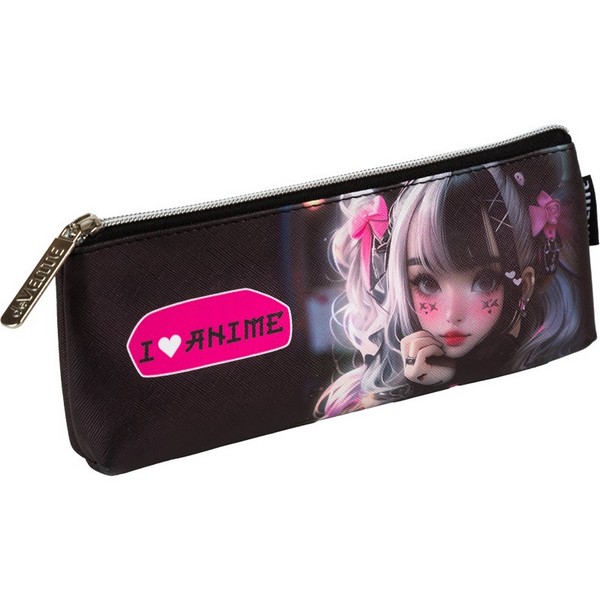 Пенал "deVENTE. I Love Anime" 21x8x3,5 см, треугольный для 45 предметов, на молнии, искусственная кожа с антивандальной фактурой, с подкладом 7026513
