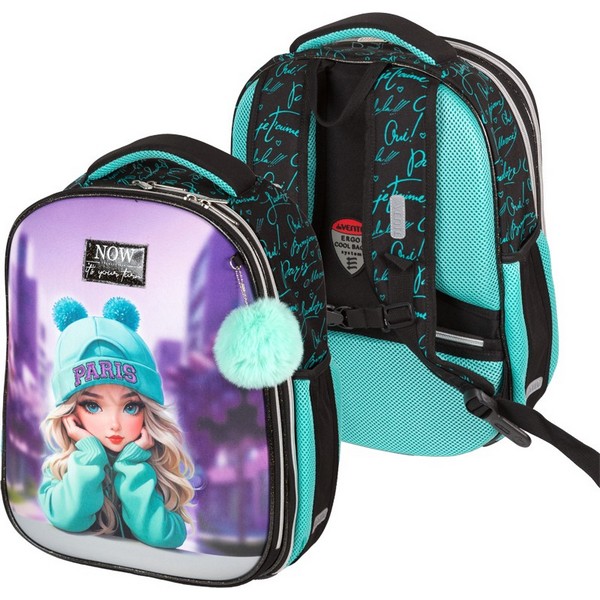 Рюкзак "deVENTE. Choice Lite. Paris Girl" школьный жесткий 38x29x17 см (17 л) вес 800 г, 1 отделение на молнии с разделителями для учебников, 1 отделение с органайзером, 2 боковых кармана сеткой на резинке 7033526