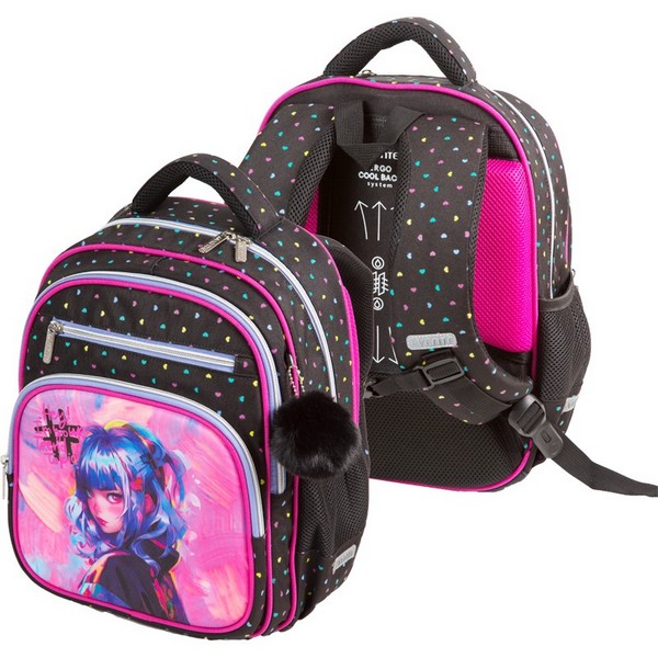 Рюкзак "deVENTE. Grade. Hey Girl" школьный жесткий 37x28x16 см (16 л) вес 700 г, 1 отделение на молнии с разделителями для учебников, 1 отделение с органайзером, 2 передних кармана, 2 боковых кармана сеткой на резинке 7033531