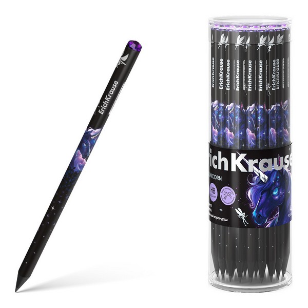 Карандаш ErichKrause Black Unicorn НВ, чернографитный круглый 62764
