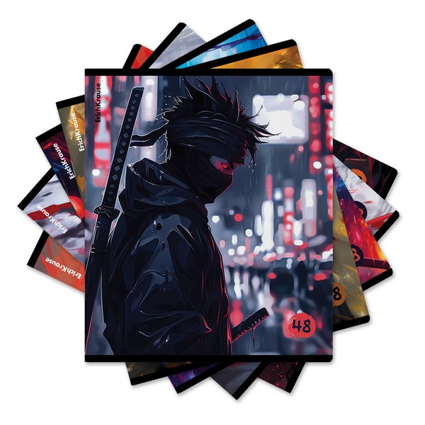 Тетрадь 48л. кл., обл. мелов., " Samurai" матовая ламинация+выборочный УФ-лак, MIX-PACK, ErichKrause (5/100) 048019854-63312