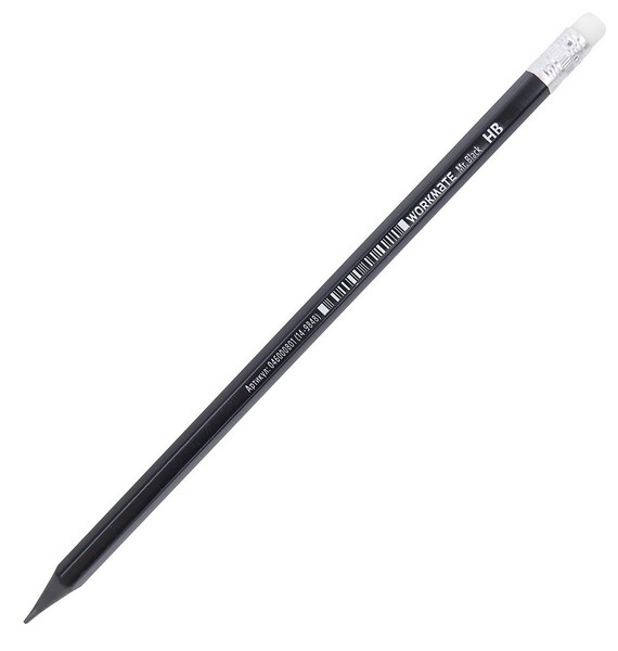 Карандаш Workmate  Mr.Black HB с ластиком пластиковый черный корпус корпус (12/72) 14-9848 (046000801)