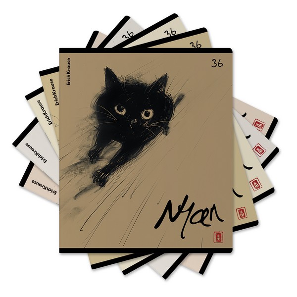 Тетрадь общая ученическая ErichKrause Blur Cat, 36 листов, клетка_MIX-PACK 036010154-63286
