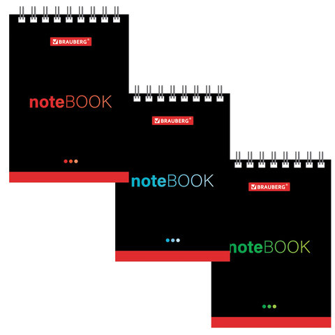 Блокнот МАЛЫЙ ФОРМАТ А7 75х105 мм, 40 л., гребень, картон, клетка, BRAUBERG, "Черный стиль" 129855