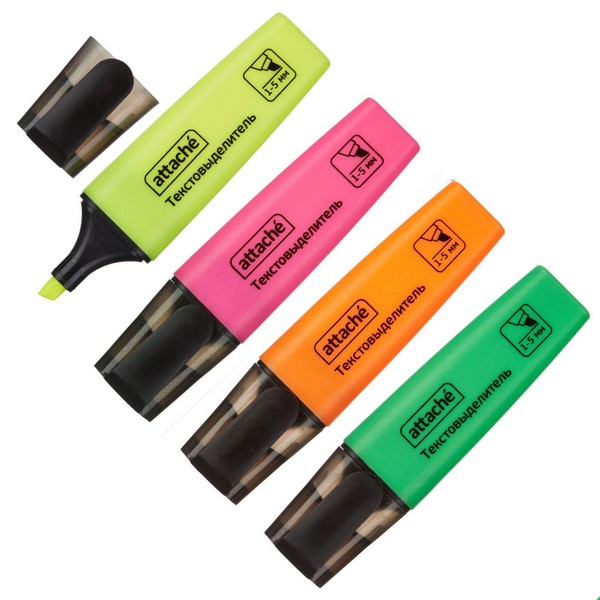 Набор текстовыделителей текста Attache Colored 1-5мм набор 4цв 629205