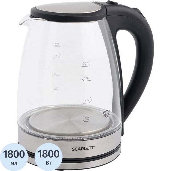 Чайник Scarlett SC-EK27G35, 1800Вт, 1.8л, стекло/сталь 1954800