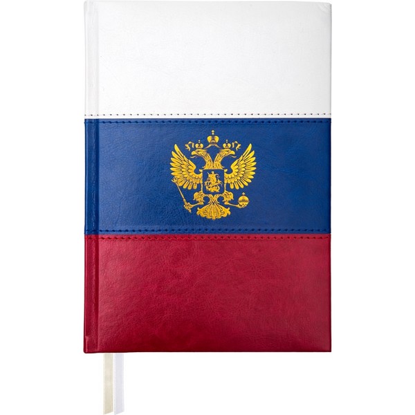 Ежедневник датированный 2026 "deVENTE. Flag" A5 (145 ммx205 мм) 336 стр, белая бумага 70 г/м2, печать в 2 краски, твердая комбинированная обложка из искусственной кожи с поролоном, тиснение фольгой, отстрочка, перфорация, закругленные уголки, 2 ляссе, в термоусадочной пленке, триколор 2232617