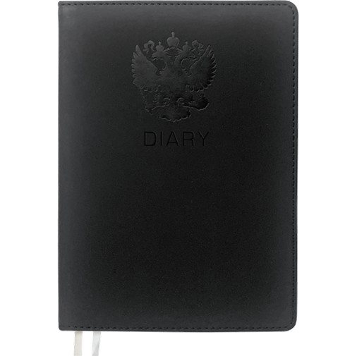 Ежедневник недатированный "deVENTE. Emblem" A5 (145 ммx205 мм) 272 стр, кремовая бумага 70 г/м2, печать в 2 краски, твердая обложка из искусственной кожи с поролоном, отстрочка, термо тиснение, перфорация, закругленные уголки, 2 ляссе, в термоусадочной пленке, черный 2234404