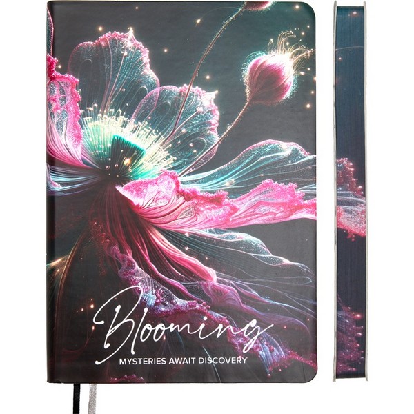 Ежедневник недатированный "deVENTE. Blooming" A5 (145 ммx205 мм) 320 стр, белая бумага 70 г/м2 с цветным срезом, печать в 2 краски, мягкая обложка из искусственной кожи, цветная печать, перфорация, закругленные уголки, 2 ляссе, в термоусадочной пленке, розовый цветок 2334624