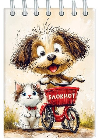 Блокнот на гребне фА7, 48л., кл. "Щенок и котенок", КТС-Про С0059-04