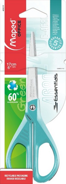 Ножницы 170мм ESSENTIALS COLOR бирюзовые, эргономичные, симметричные, в блистере 468011