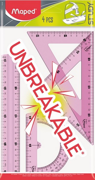 Набор суперпрочных принадлежностей для черчения STUDY UNBREAKABLE 4 предмета, в пакете с подвесом 981703