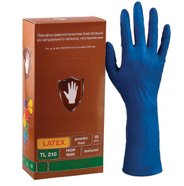 Перчатки латексные HIGH RISK "Safe & Care" (13 гр) 25 пар (50 штук) (L) *50/500 27-2790
