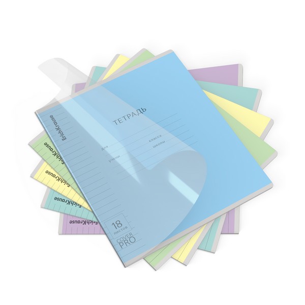 Тетрадь 18л. лин., обл. пластиковая ErichKrause Классика CoverPrо glossy, А5+, MIX-PACK 018015254-64626