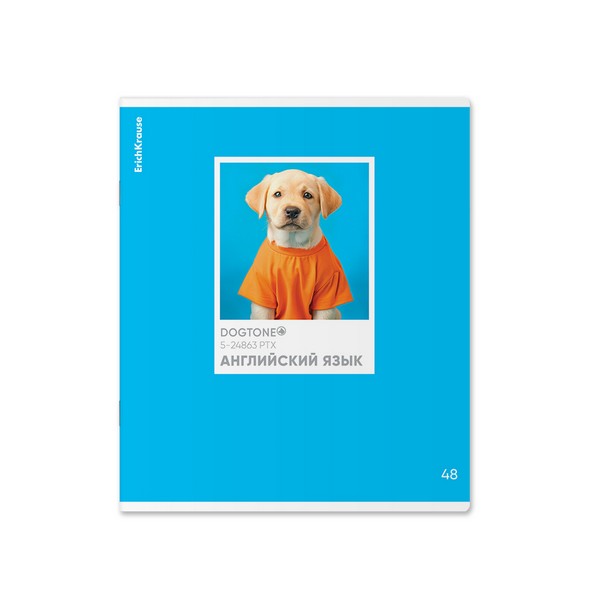 Тетрадь общая ученическая ErichKrause DogTone, Английский язык, 48 листов, клетка, выборочный УФ-лак 048019854-63359