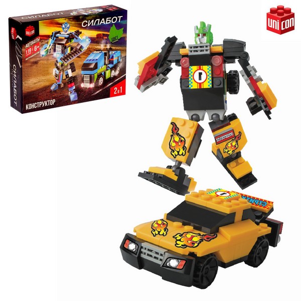 СУПЕРБОТЫ Конструктор-трансформер "Стриткар", 82 дет, цвет желтый 9279791 9279791    