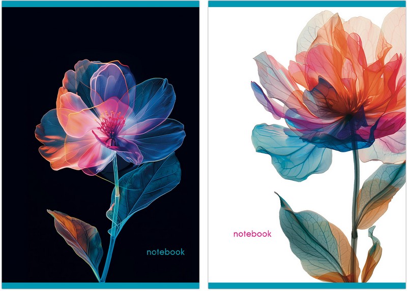 Тетрадь фА4 48л. кл., скрепка "ЦВЕТЫ" обл. мел. картон, выборочный УФ лак 25030