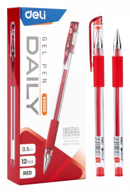 Ручка гелевая Deli Daily E6600SRed корп.прозрачный d=0.5мм чернила красн. резин. манжета E6600SRED E6600SRED