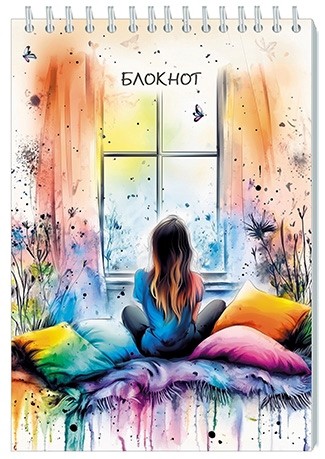 Блокнот на гребне А5 кл. 32л."Девочка у окна" С1496-27