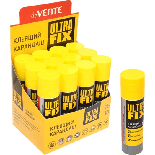 Клеящий карандаш 36гр. "deVENTE. Ultra Fix" PVA-P основа в картонном дисплее с пластиковым поддоном 4042042