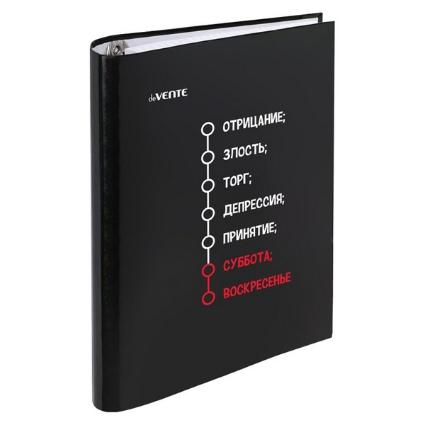 Тетрадь на кольцах А5 (170x215 мм) со сменным блоком "deVENTE. Неделька" 120 листов, блок офсет 60 г/м? в клетку, обложка твердый переплет 7БЦ, цветная печать, матовая ламинация, термоусадочная пленка 2057512
