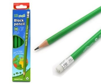 Карандаш чернографитный пластиковый KEYROAD HB, с ластиком, корпус трехганный KR972394