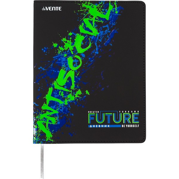 Дневник "deVENTE Label. Future" универсальный блок, 48 листов, белая бумага 80 г/м?, печать в 1 краску, гибкая обложка из искусственной кожи, шелкография, отстрочка, 1 ляссе 2020582