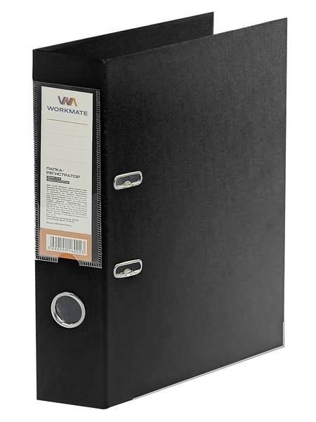Регистратор 75мм фА4 Workmate, ПП двусторонний, черная, с металлической окантовкой, в разборе*50 15-8073