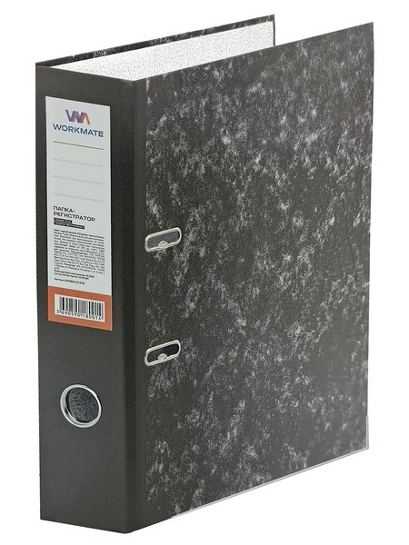 Регистратор 75мм фА4 Workmate чёрный мрамор, с металлической окантовкой, в разборе*50 15-8119