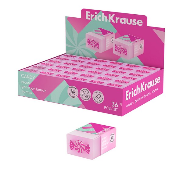 Ластик ErichKrause Candy (в коробке по 36 шт.) 60785