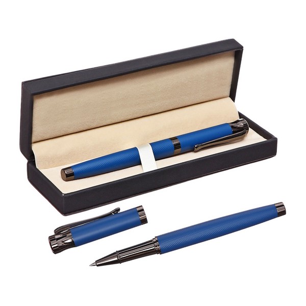 Ручка подарочная роллер в кожзам футляре Офис корпус синий 10562186 10562186