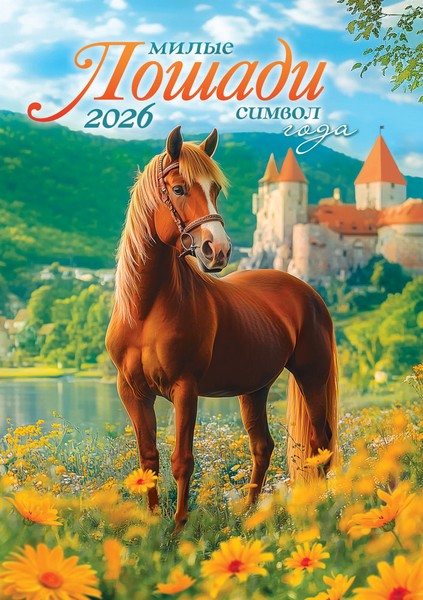 Календарь настенный перекидной 2026 г. на ригеле "Символ года. Милые лошади", Лис РБ-26-005