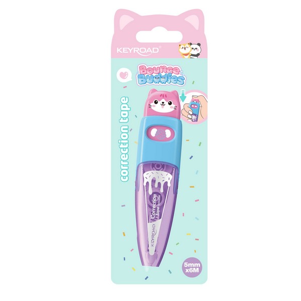 Корректирующая лента KEYROAD CUTE CARTOON выдвижная, корпус ассорти, 1 шт в блистере KR980111