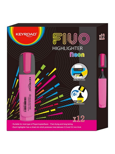 Текстовыделитель KEYROAD NEON розовый 2-5 мм. (12/144) KR972168