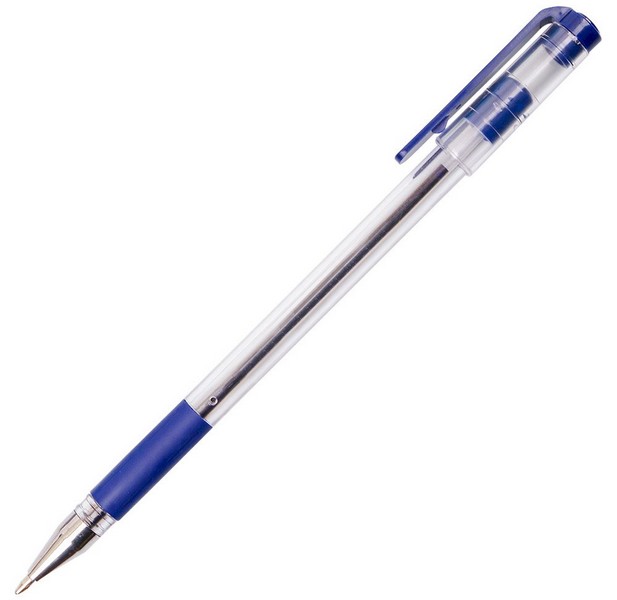 Ручка шариковая Qredo 755-S, 0,7 мм., синяя, резиновый грип, серебряннный метал. наконечник 15-7296