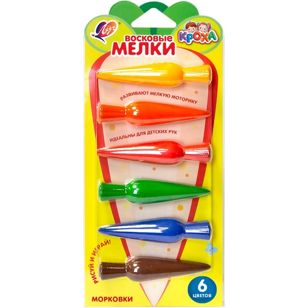 Луч Мелки восковые 6цв. " Кроха ", фигурные "Морковки" 34С 2255-08