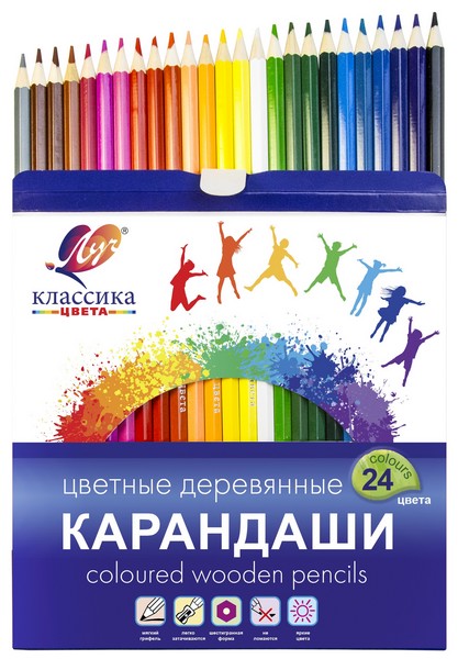 Луч Карандаши 24цв., "Классика" шестигранные деревянные, с европодвесом 29С 1712-08