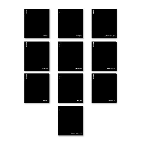 Комплект тетрадей общих ученических в пластиковой обложке ErichKrause Black Diamond, 48 листов, кл./лин., со спр. мат. (в коробке 10 шт.) 148055254-65268