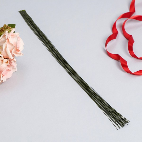 Флористическая проволока Зеленая  0.3 мм, 36 см, в бумажной оплётке, 20шт   7563014 7563014    