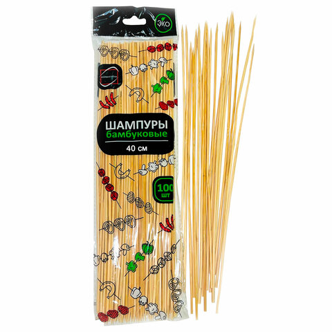 Шпажки-шампуры для шашлыка бамбуковые 40 см, 100 штук, КП 700663