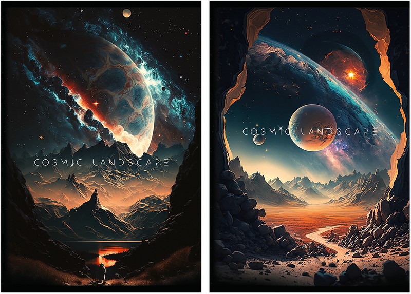 Тетрадь фА4 48л. кл., скрепка "Cosmic Landscape" обл. мелов.картон, выборочный УФ-лак, 2 диз 3478