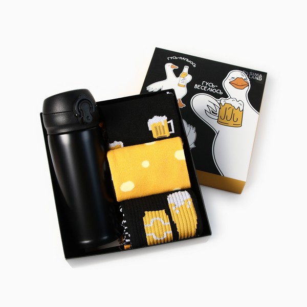 Подарочный набор термос и носки 3 пары KAFTAN "Гусь", р. 41-44 (27-29 см) 10804796 10804796