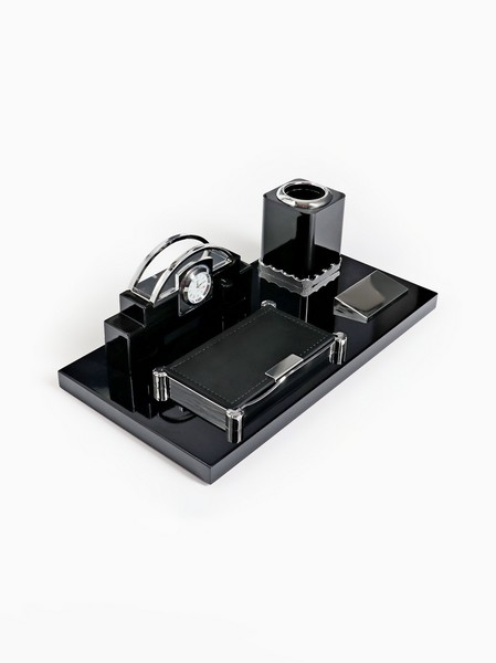 Набор настольный канцелярский 4в1 с часами, черное дерево   5531370 5531370    