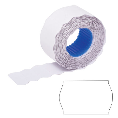 Этикет-лента 26х12 мм, волна, белая, комплект 5 рулонов по 800 шт., BRAUBERG 123576