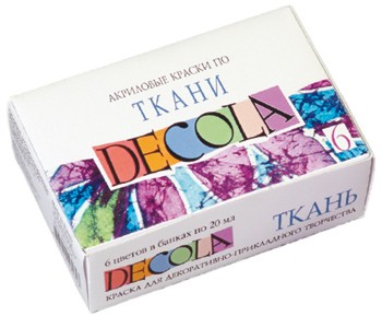 Краски акриловые по ткани 12цв. по 20мл "Декола" в картон. упаковке, ЗХК 4141216