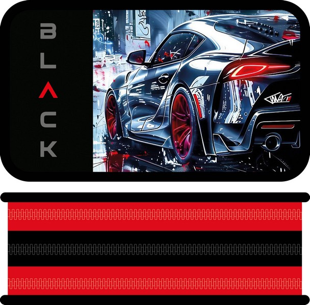 Пенал трехстворчатый большой тканевый торец 190/105 " BLACK CAR", Пчелка (15) ПО-110, BLACK CAR