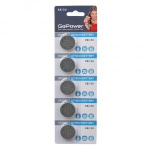 Батарейка литивая круглая GoPower Lithium CR2032 BL5 (5/100) GoP00-00015603