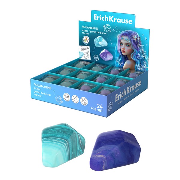 Ластик ErichKrause Aquamarine (в коробке по 24 шт.) 65590