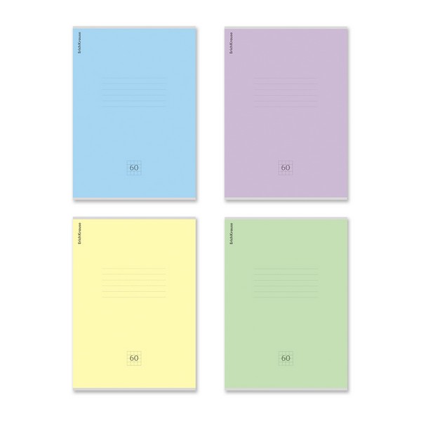 Тетрадь общая ученическая на скобе ErichKrause Классика, B5, 60 листов, ассорти, клетка_MIX-PACK 63416